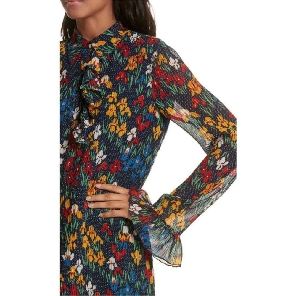 Tory Burch Livia Iris Garden Printed Long-Sleeve Dress